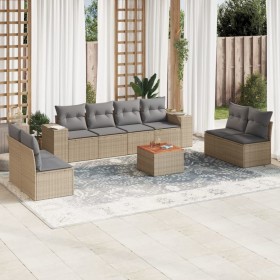 9-teiliges Gartensofa-Set mit beigen synthetischen Rattankissen von , Gartensets - Ref: Foro24-3225408, Preis: 584,99 €, Raba...