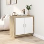 Aparador madera contrachapada blanco y roble Sonoma 80x40x75 cm de , Aparadores - Ref: Foro24-811822, Precio: 99,99 €, Descue...