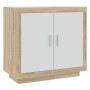 Aparador madera contrachapada blanco y roble Sonoma 80x40x75 cm de , Aparadores - Ref: Foro24-811822, Precio: 99,99 €, Descue...