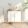 Aparador madera contrachapada blanco y roble Sonoma 80x40x75 cm de , Aparadores - Ref: Foro24-811822, Precio: 99,99 €, Descue...