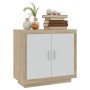 Aparador madera contrachapada blanco y roble Sonoma 80x40x75 cm de , Aparadores - Ref: Foro24-811822, Precio: 99,99 €, Descue...