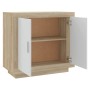 Aparador madera contrachapada blanco y roble Sonoma 80x40x75 cm de , Aparadores - Ref: Foro24-811822, Precio: 99,99 €, Descue...