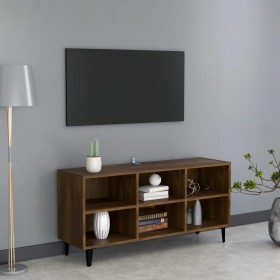 TV cabinet with oak brown metal legs 103.5x30x50 cm by , TV Furniture - Ref: Foro24-813157, Price: 73,92 €, Discount: %