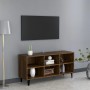 Mueble de TV con patas de metal marrón roble 103,5x30x50 cm de , Muebles TV - Ref: Foro24-813157, Precio: 73,77 €, Descuento: %