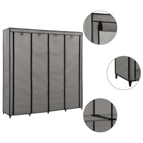 Armario con 4 compartimentos gris 175x45x170 cm de vidaXL, Armarios roperos - Ref: Foro24-282448, Precio: 50,97 €, Descuento: %