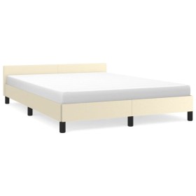 Estructura de cama con cabecero cuero sintético crema 140x200cm de , Camas y somieres - Ref: Foro24-347503, Precio: 134,62 €,...