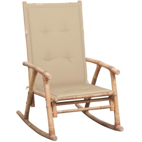 Silla mecedora con cojín bambú de , Sillas de jardín - Ref: Foro24-3063906, Precio: 122,68 €, Descuento: %