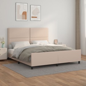 Estructura de cama cabecero cuero sintético capuchino 160x200cm de , Camas y somieres - Ref: Foro24-3125523, Precio: 247,40 €...