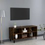 TV cabinet with smoked oak metal legs 103.5x30x50 cm by , TV Furniture - Ref: Foro24-813155, Price: 60,99 €, Discount: %