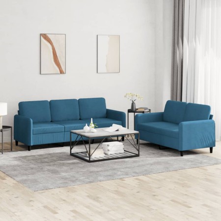 2-teilige Sofagarnitur aus blauem Samt von , Sofas - Ref: Foro24-3202023, Preis: 526,06 €, Rabatt: %