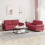 Sofa set with cushions 2 pieces red synthetic leather by , Sofas - Ref: Foro24-3202153, Price: 475,99 €, Discount: %