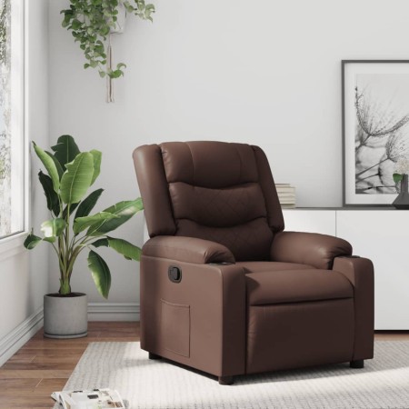 Sillón reclinable de cuero sintético marrón de , Sillones - Ref: Foro24-374121, Precio: 224,29 €, Descuento: %