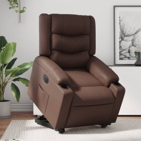 Sillón reclinable elevable eléctrico de cuero sintético marrón de , Sillones - Ref: Foro24-3206561, Precio: 355,99 €, Descuen...