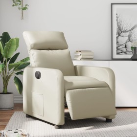 Sillón reclinable eléctrico de cuero sintético crema de , Sillones - Ref: Foro24-3206736, Precio: 259,99 €, Descuento: %