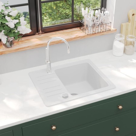 Kitchen sink with a single white granite basin by vidaXL, Sinks - Ref: Foro24-144861, Price: 156,36 €, Discount: %