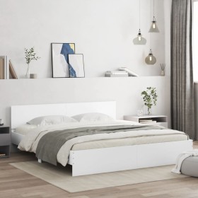 Estructura de cama con cabecero blanca 180x200 cm de , Camas y somieres - Ref: Foro24-3207462, Precio: 163,00 €, Descuento: %