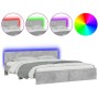 Estructura de cama cabecero y luces LED gris hormigón 200x200cm de , Camas y somieres - Ref: Foro24-3207584, Precio: 201,91 €...