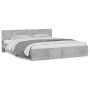 Estructura de cama cabecero y luces LED gris hormigón 200x200cm de , Camas y somieres - Ref: Foro24-3207584, Precio: 201,91 €...