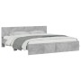 Estructura de cama cabecero y luces LED gris hormigón 200x200cm de , Camas y somieres - Ref: Foro24-3207584, Precio: 201,91 €...