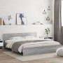 Estructura de cama cabecero y luces LED gris Sonoma 200x200 cm de , Camas y somieres - Ref: Foro24-3207586, Precio: 200,99 €,...