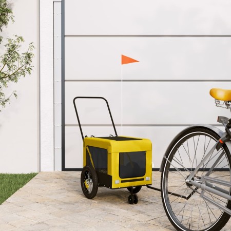 Trailer bicycle pets iron Oxford cloth yellow black by , pet strollers - Ref: Foro24-93931, Price: 85,39 €, Discount: %