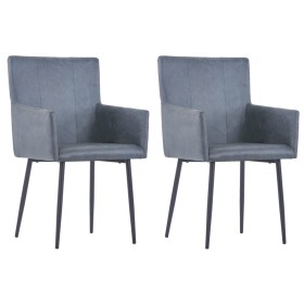 Sillas de comedor reposabrazos 2 uds piel ante sintética gris de vidaXL, Sillas de comedor - Ref: Foro24-281839, Precio: 140,...