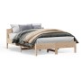 Bed frame with solid pine wood headboard 120x200 cm by , Beds and slatted bases - Ref: Foro24-842598, Price: 106,41 €, Discou...