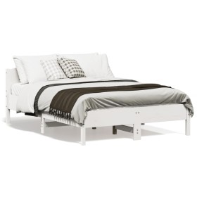 Estructura de cama con cabecero madera pino blanco 140x190 cm de , Camas y somieres - Ref: Foro24-842603, Precio: 129,99 €, D...