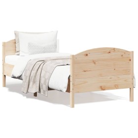 Bed frame with solid pine wood headboard 90x190 cm by , Beds and slatted bases - Ref: Foro24-842570, Price: 88,00 €, Discount: %