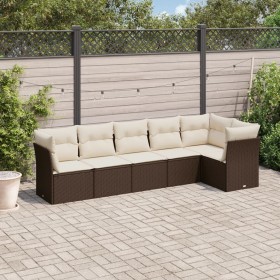 Set aus 6-teiligen Gartensofas und Kissen, synthetisches Rattanbraun von , Gartensets - Ref: Foro24-3217663, Preis: 409,99 €,...