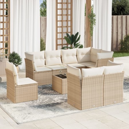 Set mit 9 Gartensofas mit beigen Kissen aus synthetischem Rattan von , Gartensets - Ref: Foro24-3217938, Preis: 706,24 €, Rab...