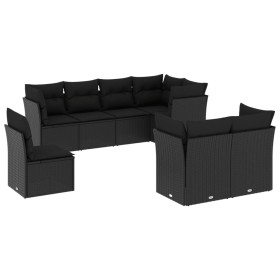 Set aus 8-teiligen Gartensofas und Kissen Kunstrattan schwarz von , Gartensets - Ref: Foro24-3217925, Preis: 529,71 €, Rabatt: %