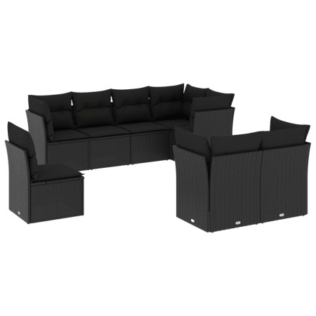 Set aus 8-teiligen Gartensofas und Kissen Kunstrattan schwarz von , Gartensets - Ref: Foro24-3217925, Preis: 503,44 €, Rabatt: %