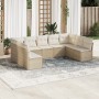 Set mit 9 Gartensofas mit beigen Kissen aus synthetischem Rattan von , Gartensets - Ref: Foro24-3218068, Preis: 642,39 €, Rab...