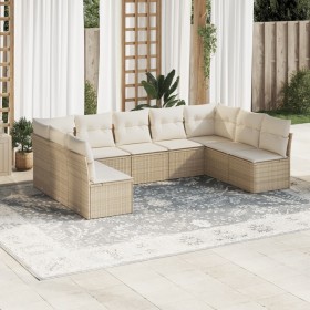 Set de sofás de jardín 9 pzas con cojines ratán sintético beige de , Conjuntos de jardín - Ref: Foro24-3218068, Precio: 642,1...