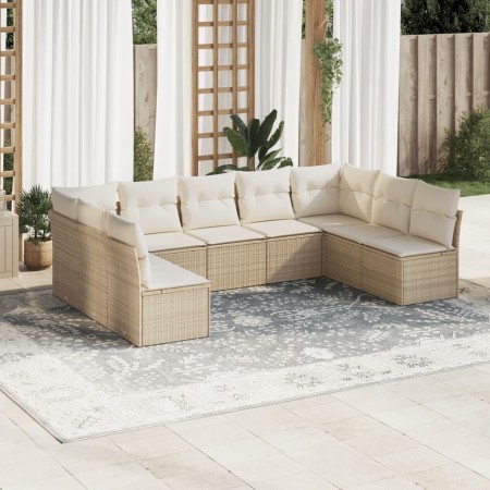 Set de sofás de jardín 9 pzas con cojines ratán sintético beige de , Conjuntos de jardín - Ref: Foro24-3218068, Precio: 642,3...