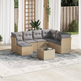 Garden sofa set with beige cushions, 8 pieces, PE rattan. by , Garden sets - Ref: Foro24-3217999, Price: 517,24 €, Discount: %