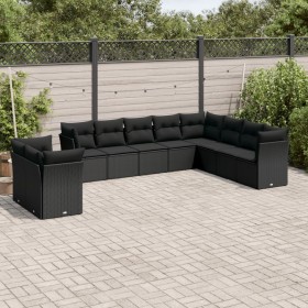 Set Gartensofas 10 Stück Kissen synthetisches Rattan schwarz von , Gartensets - Ref: Foro24-3217855, Preis: 604,41 €, Rabatt: %