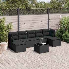 Set aus 8-teiligen Gartensofas und Kissen Kunstrattan schwarz von , Gartensets - Ref: Foro24-3218035, Preis: 461,87 €, Rabatt: %