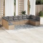 Set Gartensofas mit beigen Kissen 10 Stück synthetisches Rattan von , Gartensets - Ref: Foro24-3218089, Preis: 617,51 €, Raba...