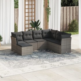 7-piece garden sofa set with gray PE rattan cushions by , Garden sets - Ref: Foro24-3217990, Price: 438,35 €, Discount: %