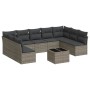 Garden sofa set 10 pieces with gray synthetic rattan cushions by , Garden sets - Ref: Foro24-3218080, Price: 591,16 €, Discou...