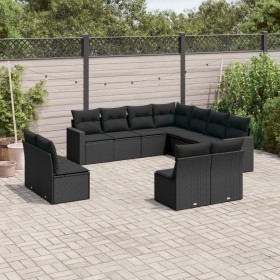 Garden sofa set 11 pieces and black synthetic rattan cushions by , Garden sets - Ref: Foro24-3219115, Price: 640,10 €, Discou...