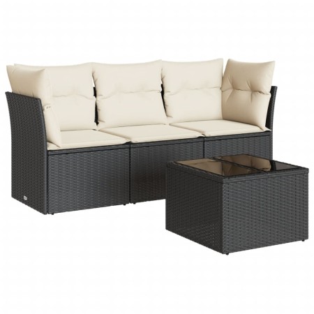 4-piece garden sofa set with black synthetic rattan cushions by , Garden sets - Ref: Foro24-3217216, Price: 273,31 €, Discoun...