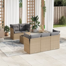 Garden sofa set with 6-piece synthetic rattan beige cushions by , Garden sets - Ref: Foro24-3217249, Price: 398,71 €, Discoun...