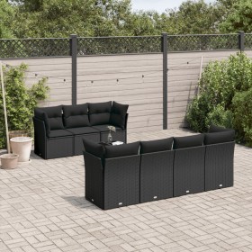 Set aus 8-teiligen Gartensofas und Kissen Kunstrattan schwarz von , Gartensets - Ref: Foro24-3217275, Preis: 522,05 €, Rabatt: %