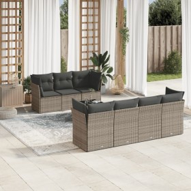 Garden sofa set 8 pieces and gray synthetic rattan cushions by , Garden sets - Ref: Foro24-3217280, Price: 525,49 €, Discount: %