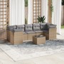 Garden sofa set with beige cushions, 8 pieces, PE rattan. by , Garden sets - Ref: Foro24-3217289, Price: 552,78 €, Discount: %