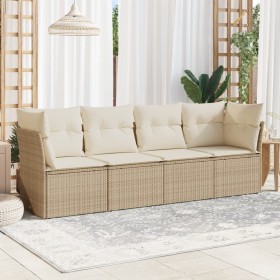 Garden sofa set with 4-piece synthetic rattan beige cushions by , Garden sets - Ref: Foro24-3217228, Price: 312,40 €, Discoun...