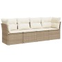 Garden sofa set with 4-piece synthetic rattan beige cushions by , Garden sets - Ref: Foro24-3217228, Price: 311,33 €, Discoun...